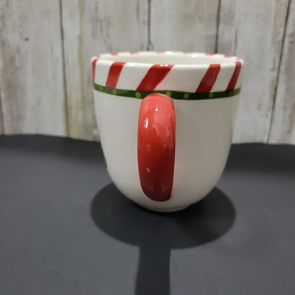 Pier 1 Coffee Mug Holiday Candy Cane Mug 3 3/4